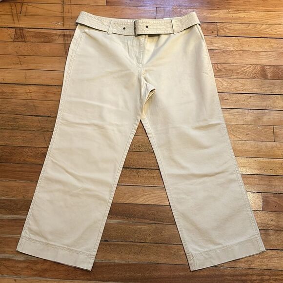 NWT LOFT Women’s Belted Khaki Low Waist Cropped Pants Size 12 - Picture 1 of 8